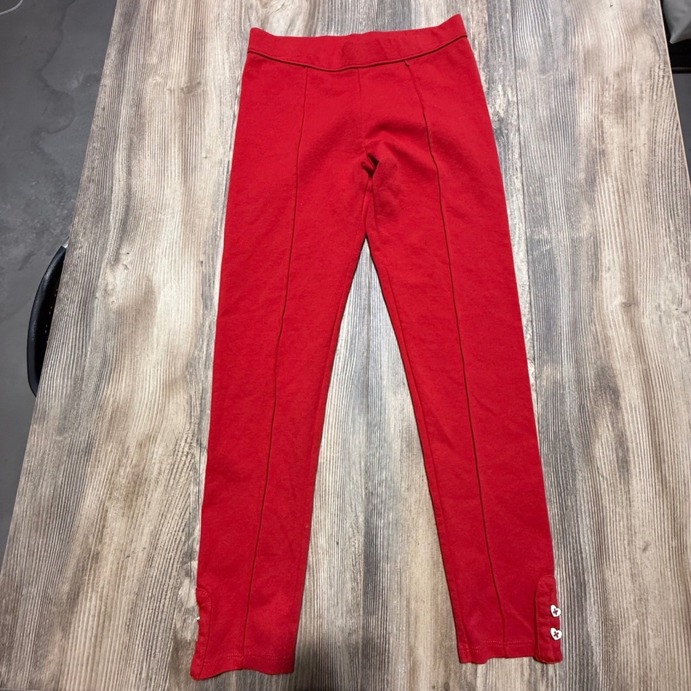 Preppy Janie and Jack Leggings Red Pintuck Heart Button Storybook Kids 10